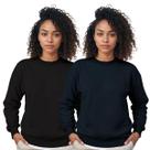Moletom Gola Careca Feminino Algodão Liso Kit 2 Peças