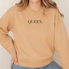 Moletom Gola Careca Modinha Estampa Queen 041 Rainha Adolescente Mulher Feminino Flanelado Inverno