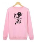 Moletom Gola Redonda Lobo Flor Rosa