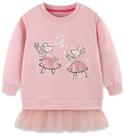 Moletom grátis para meninas, algodão, gola redonda, estampa de desenho animado, 5T, rosa