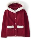 Moletom Gymboree Toddler com zíper com capuz de pele sintética 12-18M Moletom Gymboree Toddler com zíper com capuz de pele sintética 12-18M