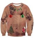 Moletom Idgreatim Ugly Christmas Print Chest Hair Masculino GG Moletom Idgreatim Ugly Christmas Print Chest Hair Masculino GG