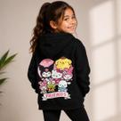 Moletom Infantil Menina Hello Kitty Kuromi My Melody Com Capuz Flanelado Casaco de Frio Tamanhos 02