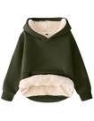 Moletom Kissonic unissex para meninos e meninas, de lã, forrado Sherpa, verde exército