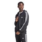 Moletom masculino Adidas Essentials de lã, 3 listras, zíper completo, preto Moletom masculino Adidas Essentials de lã, 3 listras, zíper completo, preto