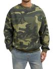Moletom masculino Anoumcy, gola redonda, camuflagem de lã, verde militar, L