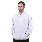 Moletom masculino canguru com capuz liso de bolso inverno cor - branco