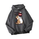 Moletom Masculino Casual Harajuku Com Capuz, Estampa De Gato De Desenho Animado E Estampa 'Drink