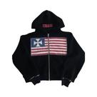 Moletom Masculino Harajuku Y2K Solto Com Zíper E Capuz, Estampa Minimalista De Bandeira Nacional Com