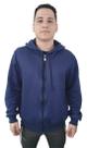 Moletom Masculino Liso Blusa De Frio Casaco Com Ziper Capuz Bolso Agasalho Algodão Azul