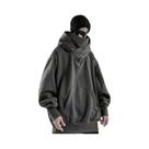 Moletom Masculino Oversized Com Gola Alta Estilo Ninja Japonês, Bordado, Hip Hop Streetwear, Outono,