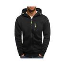Moletom Masculino Slim Fit Com Capuz E Zíper, Design Casual, Jaqueta Esportiva