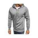 Moletom Masculino Slim Fit Com Capuz E Zíper, Design Casual, Jaqueta Esportiva