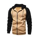 Moletom Masculino Slim Fit Com Capuz E Zíper, Manga Longa, Bloco De Cores, Jaqueta Fashion