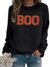 Moletom MYHALF Halloween Boo bordado de manga comprida preta