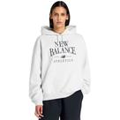 Moletom New Balance Com Capuz Linear Heritage Cinza Mescla Feminino