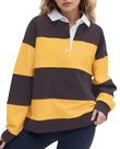 Moletom polo feminino SHBECYDE listrado colorido em bloco de tamanho grande