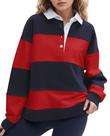 Moletom polo feminino SHBECYDE listrado colorido em bloco de tamanho grande