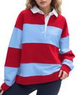 Moletom polo feminino SHBECYDE listrado colorido em bloco de tamanho grande