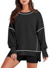 Moletom RUBZOOF feminino casual com gola redonda preta S