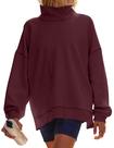 Moletom Sujama Mock Neck Fleece, de tamanho grande, para mulheres, vinho tinto