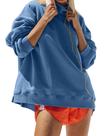 Moletom Sujama Mock Neck Fleece Oversize para mulheres, azul