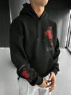 Moletom Unissex Estampa Floral Rosas Bordado Estilo Streetwear Casual Premium Com Capuz