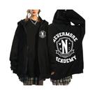 Moletom Unissex Oversized Com Estampa Do Logo Da Academia Nevermore, Com Zíper, Casual, Manga Longa, Moletom Unissex Oversized Com Estampa Do Logo Da Academia Nevermore, Com Zíper, Casual, Manga Longa,