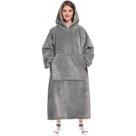Moletom vestível Waitu, presente para mulheres e homens, cobertor vestível sherpa para adultos, capuz grande, cobertor sherpa grosso, cobertor corporal quente cinza