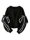 Moletom WDIRARA Bow Oversize Y2k com gola redonda preta para mulheres