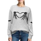 Moletom XLIEVO com estampa de caveira de Halloween para mulheres cinza