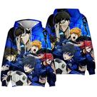 Moletons masculinos e femininos Blues Locks Anime com capuz Casu