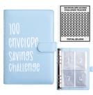 Money Saving Challenge Binder AASLOB 100 envelopes azuis
