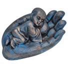 Monge Buda Budinha Dormindo Na Mão Enfeite Escultura Resina