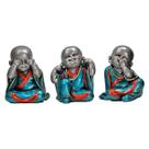 Monge Buda Hindu Trio Não Falo Vejo Escuto Várias Cores 9cm