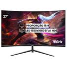 Monitor Curvo Gamer LCD 27" 180Hz 1ms Full HD Conexão HDMI e DisplayPort Para Jogos e Filmes