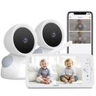 Monitor de Bebê ARENTI D3 - 3MP, Tela de 5 Polegadas e 2 Câmeras com Visão Dividida