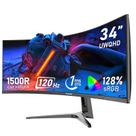 Monitor de jogos Gawfolk de 34 polegadas Ultrawide Curved 1500R 120 Hz