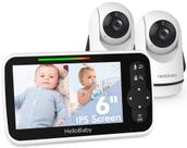 Monitor de Video para Bebé HelloBaby HB6351Plus-2 Pantalla IPS de 6" con 2 Cámaras