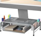 Monitor Stand Riser Simple Houseware Metal com gaveta prateada