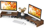 Monitor Stand Riser TAVR Dual para 2 monitores marrom rústico