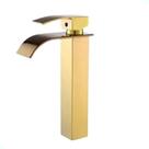Monocomando lavatório de mesa cascata bica alta gold