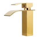 Monocomando lavatório de mesa cascata bica baixa gold