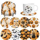 Monower Diamond Art Coasters para Halloween com suporte, 8 unidades
