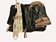 Montaria Completa 13x peças Sela Basto preto Cavalo Laço