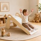 Montessori 928 JUNGES Escorregador para Crianças Brinquedo Educativo em Madeira Natural e Branco