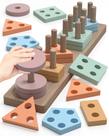 Montessori Toys Yetonamr Wooden Sorting Empilhamento de 1 a 3 anos