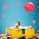 Moon Stars Dot Moon Luminous Sticker Adesivo de parede luminoso de nave espacial