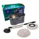 Mop com Centrífuga Mop com Centrifuga Inox com Refil de Microfibra para Limpeza 9 Litros Cinza OEM