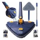 Mop De Limpeza Triangular Ajustável Giratório 360 Esfregão Azul Refil de Microfibra Lavável Reutilizável